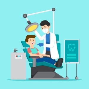 cartoon image of dentist and patient